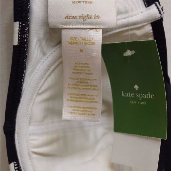 New Kate Spade Polka Dots Navy Blue Women Swim Suit Bikini Top Medium - Picture 3 of 9